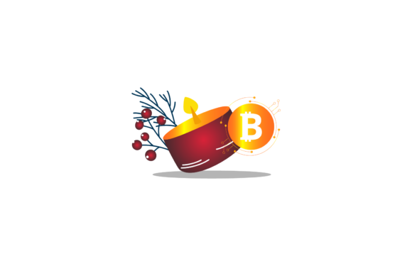 A Bitcoin Christmas Candle Cup Graphic for Editorial Use