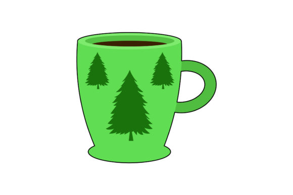 A Festive Christmas Tree Cup Graphic for Commercial Use