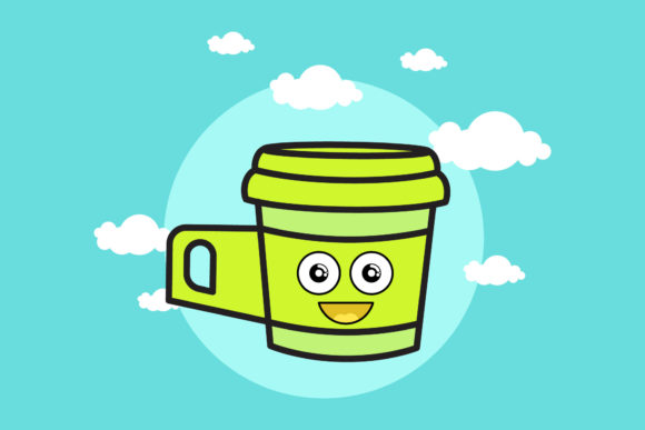 Coffee Cup Breakfast Kawaii Circle Cloud: Icons & Graphics