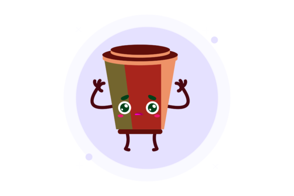 Coffee Cup Character Kawaii Circle Style: Free Graphics Review