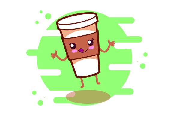 Coffee Cup Chocolate Kawaii Circle Style Graphics & Freebies