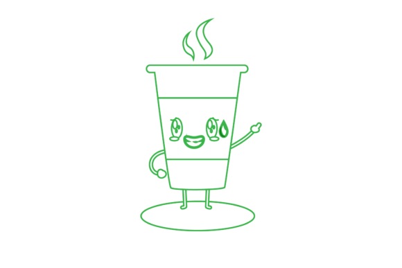 Coffee Cup Cold Break Green Outline: Icon Graphics Review