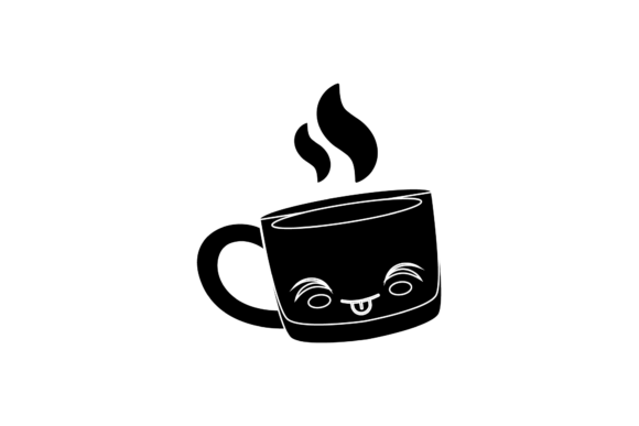 Coffee Cup Cute Kawaii Black Icon: A Graphics & Icons Asset