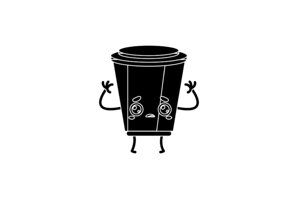 Coffee Cup Kawaii Black Icon: Free Graphics