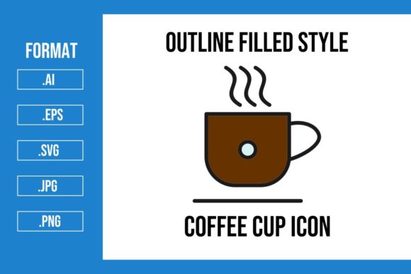 Coffee Cup Outline Filled Icon: Graphics & Icons for Crafters