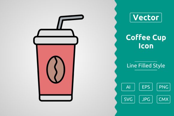 Vector Coffee Cup Filled Outline Icon: Graphics Review